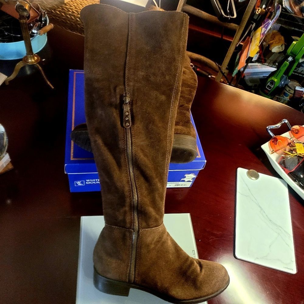 WHITE MOUNTAIN CHATTER KNEE HIGH BROWN SUEDE SLOUCHY BOOTS USED SIZE 8